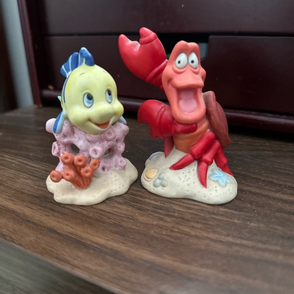 vintage Disney Sebastian and Flounder figurines